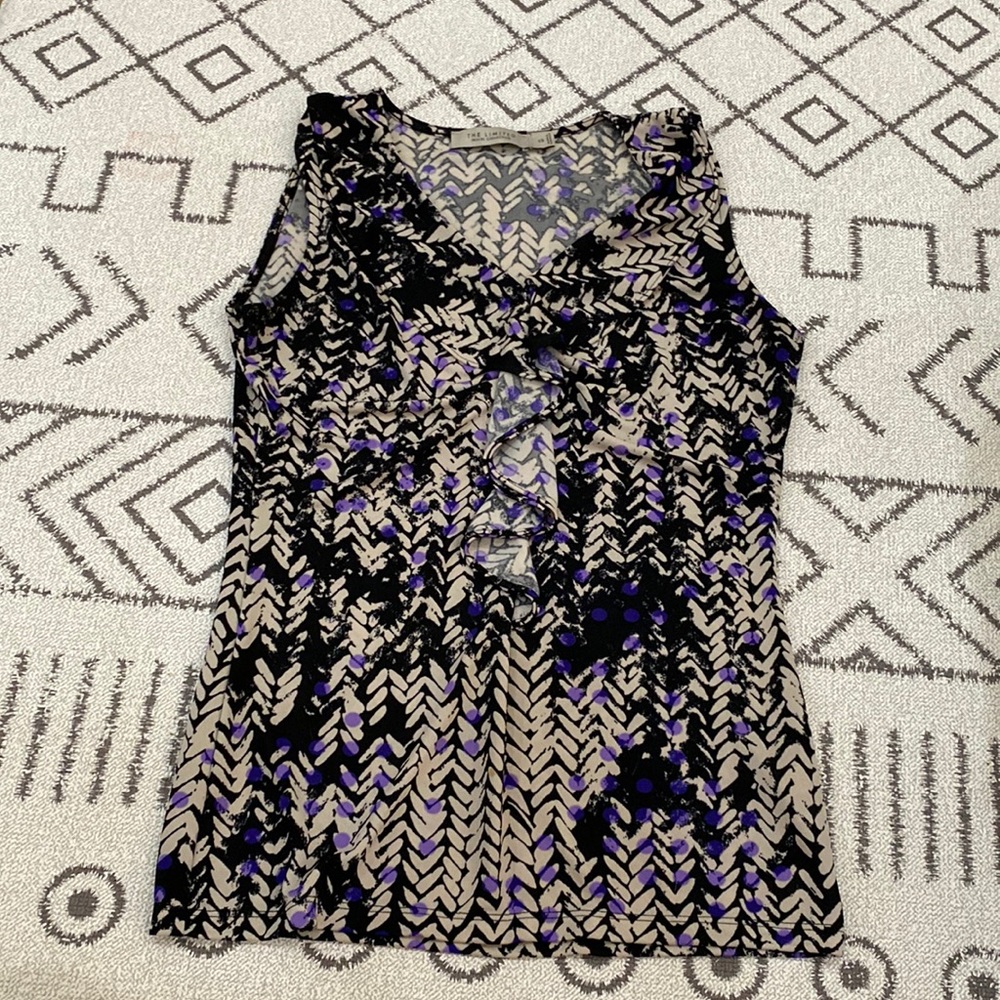 Career top - great under a blazer. Black / cream / purple.